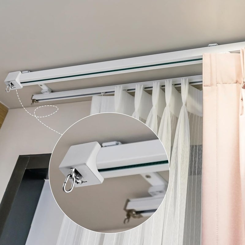 Zonon 4 Pcs End Caps for Curtain Track White Drapery Hook Curtain Track End Stop for Window - Image 5